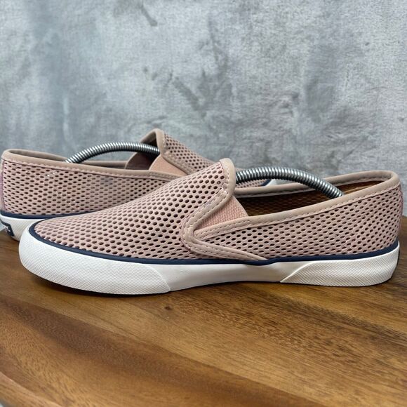 Sperry Sneakers Womens 8 Pink Pier Side Perforated Leather Slip On Boat Shoes - Picture 7 of 16